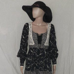 gold label vintage 70s Gunne Sax cottagecore witchy boho long sleeves midi dress